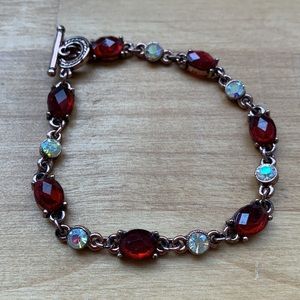 2028 Copper-Tone Red Crystal Link Toggle Bracelet